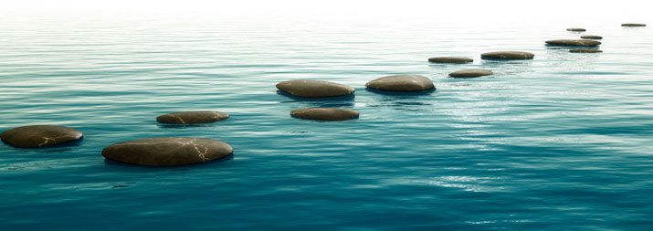 stepping stones in water on a path